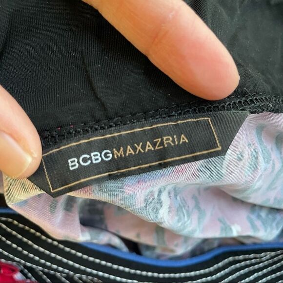 BCBGMAXAZRIA RED FLOWY CASUAL DRESS SCOOP NECK ABSTRACT WATERCOLOR PRINT SZ S - Picture 7 of 9